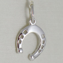 Load image into Gallery viewer, 18k white gold horseshoe charm pendant smooth luminous bright made in Italy.