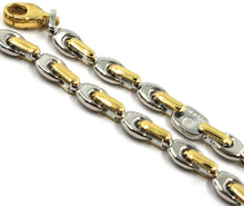 Cargar imagen en el visor de la galería, 18k white yellow gold bracelet alternate 5mm oval drop & tube links, 21cm, 8.3".