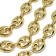 Load image into Gallery viewer, 18k yellow gold mariner chain big ovals 10 mm, 24 inches anchor rounded puffed necklace.