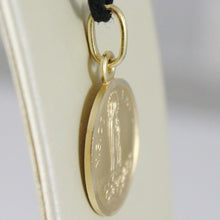 Load image into Gallery viewer, 18k yellow gold our Senora Lady of Fatima, Virgin Mary round medal pendant, 17 mm.