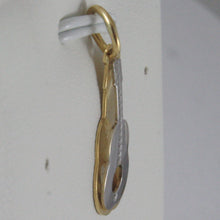 Load image into Gallery viewer, SOLID 18K WHITE & YELLOW GOLD ACOUSTIC GUITAR PENDANT CHARM, MADE IN ITALY.