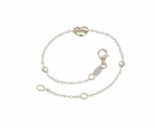 Load image into Gallery viewer, 18k white gold bracelet for kids with heart and cubic zirconia made in Italy.