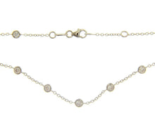 Charger l'image dans la galerie, 18k white gold necklace, alternate 1mm rolo chain & 3.5mm cubic zirconia, 18".
