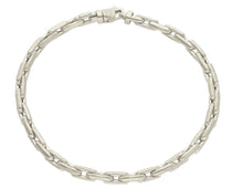 Cargar imagen en el visor de la galería, 18K WHITE GOLD BRACELET 4mm SQUARE ROUNDED CABLE RECTANGULAR LINK 20cm 7.9".