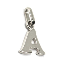 Load image into Gallery viewer, solid 18k white gold charm pendant small initial letter A, 10mm, 0.4 inches.