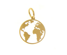 Load image into Gallery viewer, SOLID 18K YELLOW GOLD 16mm 0.63" GLOBE EARTH WORLD MAP PENDANT MADE IN ITALY.