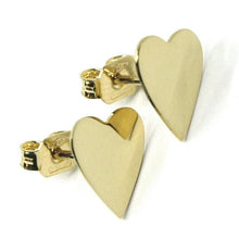Load image into Gallery viewer, SOLID 18K YELLOW GOLD EARRINGS FLAT HEART, SHINY, SMOOTH, 10 MM, MADE IN ITALY.