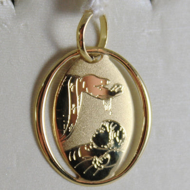 18K YELLOW GOLD PENDANT MEDAL REMEMBRANCE OF BAPTISM ENGRAVABLE MADE IN ITALY.