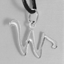 Charger l'image dans la galerie, 18k white gold pendant charm initial letter W, made in Italy 0.75 inches, 19 mm.
