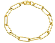 Cargar imagen en el visor de la galería, 18K YELLOW GOLD BRACELET ROUNDED TUBE OVAL PAPER CLIP 7x20mm ITALY MADE 7.1".