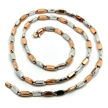 Cargar imagen en el visor de la galería, 18k white rose gold chain necklace alternate rectangular oval tube links, 20".