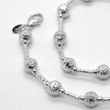 Cargar imagen en el visor de la galería, 18k white gold chain finely worked 5 mm ball spheres and tube link, 17.7 inches.