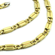 Load image into Gallery viewer, 18K YELLOW WHITE GOLD CHAIN 5mm ALTERNATE GOURMETTE CUBAN CURB SQUARE LINK 24".