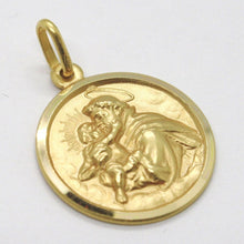 Load image into Gallery viewer, 18k yellow gold St Saint Anthony Padua Sant Antonio with Jesus medal pendant, diameter 17 mm.
