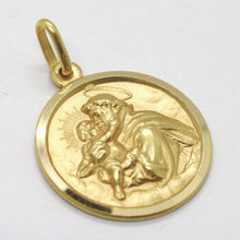 Load image into Gallery viewer, 18k yellow gold St Saint Anthony Padua Sant Antonio with Jesus medal pendant, diameter 17 mm.
