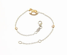 Cargar imagen en el visor de la galería, 18k white and rose gold bracelet for kids with rocking horse made in Italy.