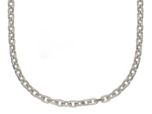 Load image into Gallery viewer, 18K WHITE GOLD SOLID CHAIN SQUARED CABLE 3.2mm OVAL LINKS, 24" 60cm ITALY MADE.