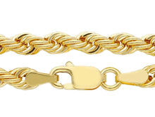 Load image into Gallery viewer, 9K YELLOW GOLD 4mm ROPE CHAIN BRAID ROPE CORD, HOLLOW NECKLACE, LENGTH 19.7".