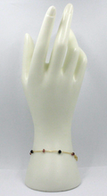 Load image into Gallery viewer, 18k yellow gold square rolo bracelet faceted purple tourmaline and black spinel.