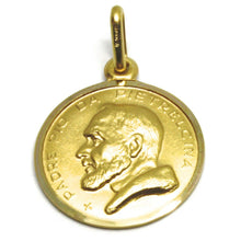 Load image into Gallery viewer, 18k yellow gold medal pendant, Saint Pio of Pietrelcina 17mm very detailed.