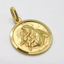 Load image into Gallery viewer, 18k yellow gold St Saint Anthony Padua Sant Antonio with Jesus medal pendant, diameter 15 mm.