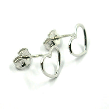 Cargar imagen en el visor de la galería, 18k white gold button earrings, mini 10mm hearts, butterfly closure.