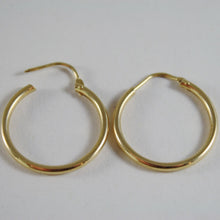 Cargar imagen en el visor de la galería, 18K YELLOW GOLD EARRINGS CIRCLE HOOP 22 MM 0.87 INCHES DIAMETER MADE IN ITALY.