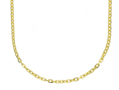 18K YELLOW GOLD SOLID CHAIN SQUARED CABLE 2.2mm OVAL LINKS, 24