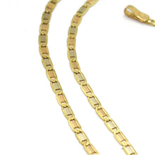 Load image into Gallery viewer, 18K YELLOW, WHITE & ROSE GOLD CHAIN FLAT OVAL ALTERNATE LINK 2 MM, 20 INCHES.