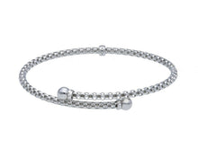 Load image into Gallery viewer, 18k white gold bypass bangle rigid basket popcorn tube bracelet 3mm, spheres.