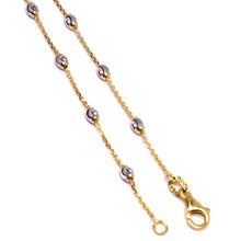 Charger l'image dans la galerie, 18k rose & white gold rolo alternate bracelet 3mm worked faceted oval balls 7.1".