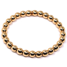 Charger l'image dans la galerie, 18k rose gold bracelet, semirigid, elastic, big 6 mm smooth balls spheres.