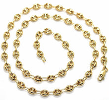 Cargar imagen en el visor de la galería, 18k yellow gold big mariner chain 5 mm, 20 inches, anchor puffed necklace.
