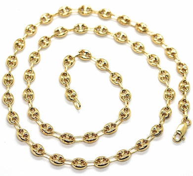 18k yellow gold big mariner chain 5 mm, 20 inches, anchor puffed necklace.