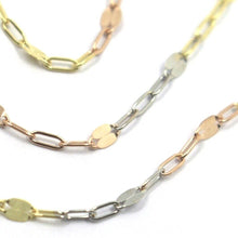 Load image into Gallery viewer, 18K YELLOW WHITE ROSE GOLD CHAIN ALTERNATE 1.5-2.5mm OVAL AND FLAT LINK 45cm 18".