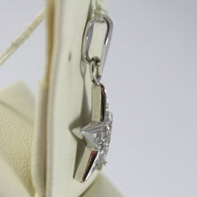 Load image into Gallery viewer, SOLID 18K WHITE GOLD STAR PENDANT WITH ZIRCONIA ROUND CUT, MADE IN ITALY.
