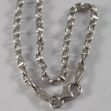 Load image into Gallery viewer, 18k white gold chain sailor's navy oval mariner anchor link 2.5 mm, 15.75" necklace.