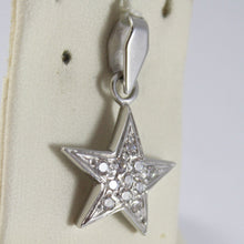 Load image into Gallery viewer, SOLID 18K WHITE GOLD STAR PENDANT WITH ZIRCONIA ROUND CUT, MADE IN ITALY.