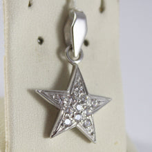 Load image into Gallery viewer, SOLID 18K WHITE GOLD STAR PENDANT WITH ZIRCONIA ROUND CUT, MADE IN ITALY.