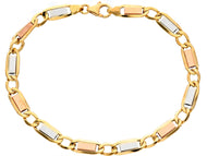 18K YELLOW WHITE ROSE GOLD BRACELET 6 MM, 8.3