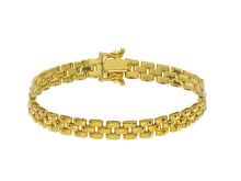 Load image into Gallery viewer, 18K YELLOW GOLD PANTHER BRACELET 3 WIRES 6mm LINKS, 20cm 7.9&quot;, MADE IN ITALY
