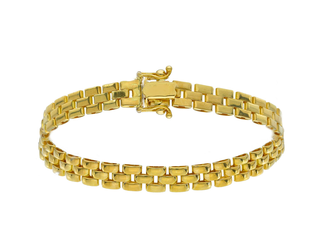 18K YELLOW GOLD PANTHER BRACELET 3 WIRES 6mm LINKS, 20cm 7.9