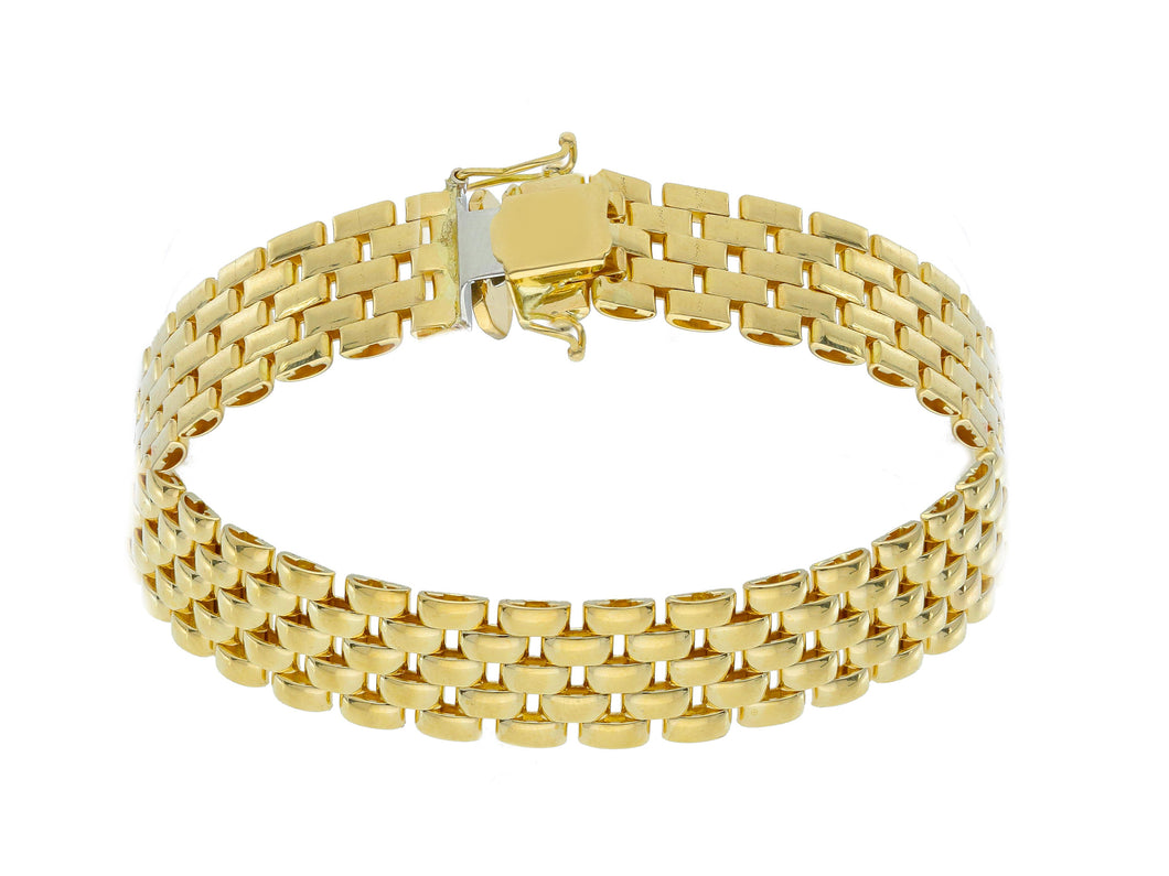 18K YELLOW GOLD PANTHER BRACELET 5 WIRES 10mm LINKS, 20cm 7.9