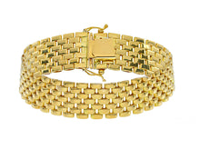 Load image into Gallery viewer, 18K YELLOW GOLD PANTHER BRACELET 7 WIRES 14mm LINKS, 20cm 7.9&quot;, MADE IN ITALY
