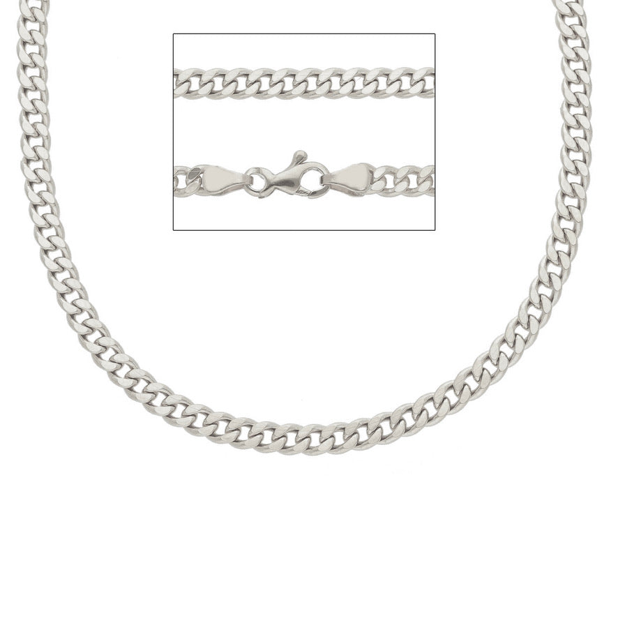 CADENA DE ORO BLANCO DE 18 QUILATES GRUMETTE GOURMETTE ESLABONES DE 3 MM, 19,70 PULGADAS HECHA EN ITALIA