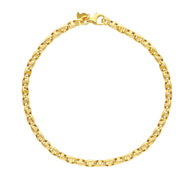 9K YELLOW GOLD NAUTICAL MARINER BRACELET OVALS 3.5 MM THICKNESS 7.5 INCHES, 19CM