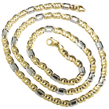 Cargar imagen en el visor de la galería, SOLID 18K YELLOW WHITE GOLD CHAIN TIGER EYE ALTERNATE 3+1 FLAT LINKS 6.2mm, 20"
