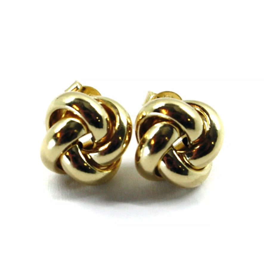 Pendientes de oro amarillo de 18 quilates con colgante de nudo redondeado trenzado liso de 12 mm.