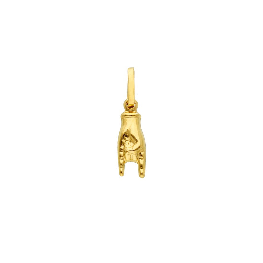 18k yellow gold small mano cornuto hand horns horn 13 mm pendant