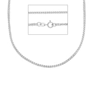COLLAR DE CADENA DE ORO BLANCO MACIZO DE 18 QUILATES CON ESLABÓN PARA OREJAS DE 23,62 PULGADAS, HECHO EN ITALIA